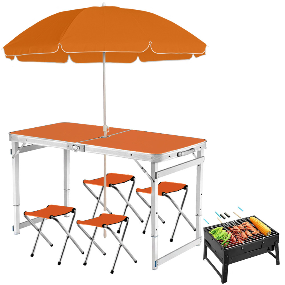 Складной туристический стол усиленный для пикника в чемодане Оранжевый+Зонт 1.8м+мангал раскладной APL - фото 5 - id-p2020840981