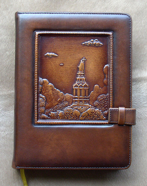 Шкіряний блокнот "Володимирська гірка" ручної роботи коричневий, фото 1