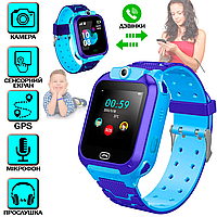 Детские смарт часы с определением местоположения Kids Watch 16S5Z GPS камера, звонки, прослушка Blue UKG