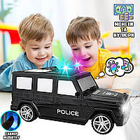 Дитяча електронна скарбничка-сейф Машина Gelandewagen G63 поліцейське авто з кодовим замком black UKG