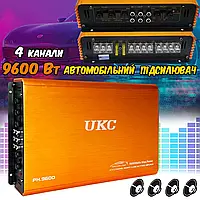 Усилитель звука автомобильный 4 канальный UKC Amplifier 9600W-4ch для сабвуфера и колонок, Золотой APL
