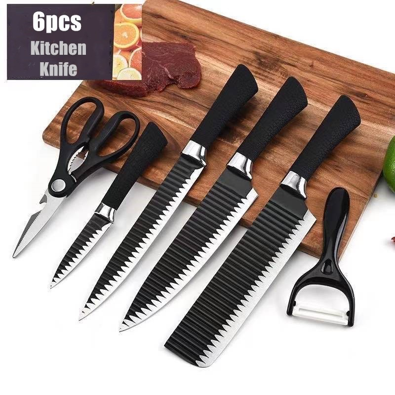 Профессиональный набор ножей Smart Carbon Kitchen 6 in 1 из сверхострой нержавеющей стали Черный APL - фото 8 - id-p2020849371