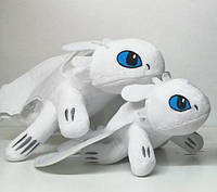 Качественная мягкая плюшевая игрушка-подушка для сна дракон Беззубик, Дневная Фурия 55 см Белый