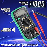 Мультиметр цифровий і тестер напруги FTIKE-830L портативний вольтметр, амперметр, з прозброном UKG