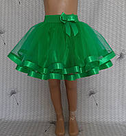 Дитяча зелена спідничка на резинці в два шари фатину, розмір 98-104