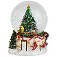 Заводна новорічна снігова куля з мелодією "Казкова ялинка" 12,5*12,5*16,5 см, фото 2