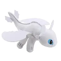 Яскрава іграшка-обіймашка для дітей дракон Беззубик, Денна Фурія 35 см Біла