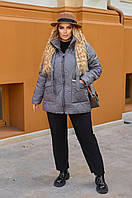 Женская теплая куртка цвет графит р.58/60 445183