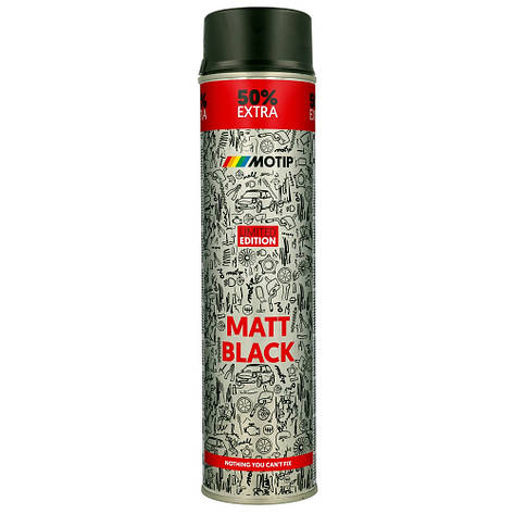 Акрилова фарба спрей чорна матова Motip Limited Edition Matt Black RAL 9005M 600мл, фото 1