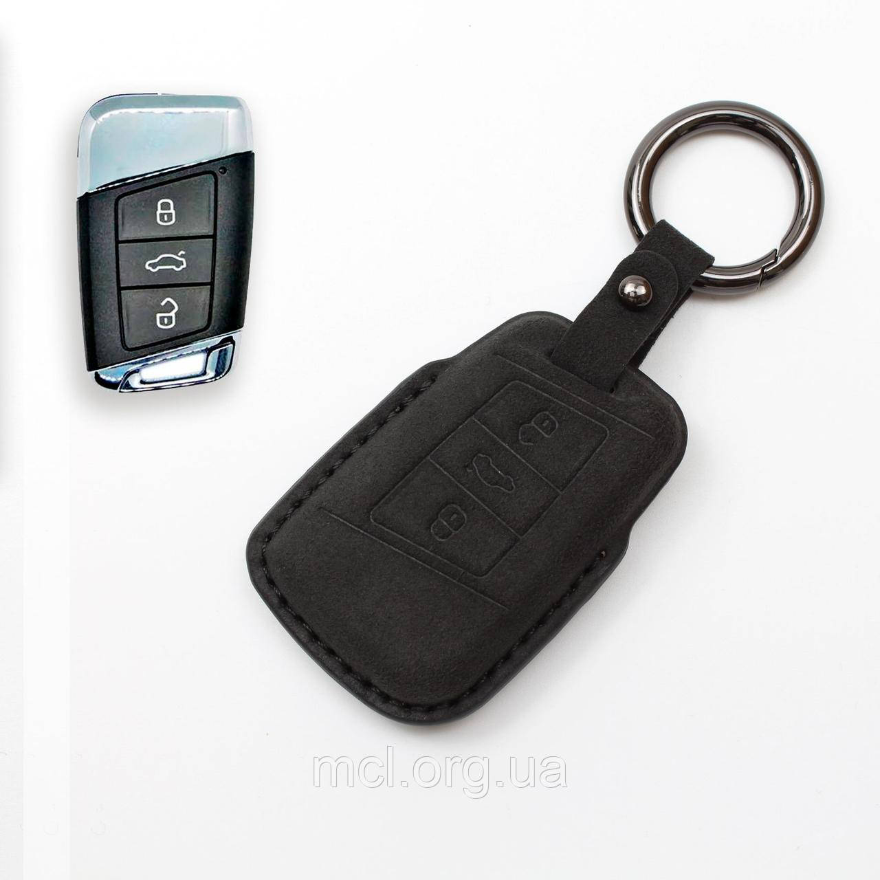 Чохол з алькантари для ключа Volkswagen Passat, Golf, Passat Alltrack (темно-сірий)