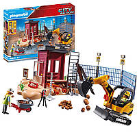Конструктор Playmobil City action Мини-экскаватор со строительной секцией 70443 (117 деталей )