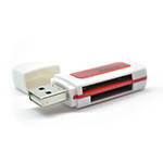 SM Кардридер универсальный 4в1 MERLION CRD-5RD TF/Micro SD, USB2.0, RED, OEM Q50