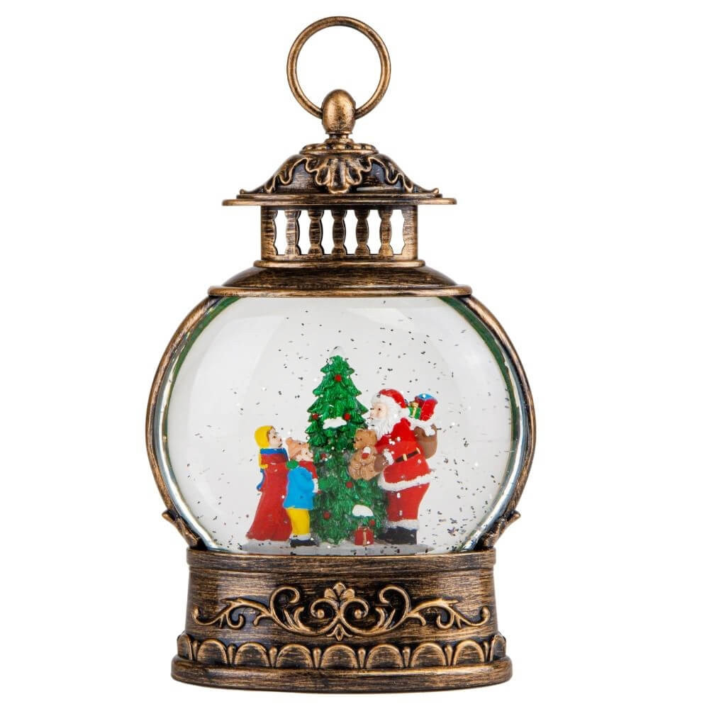 Декоративний новорічний музичний ліхтар зі снігом "Казкова мить" 17*8,3*25 см, фото 1