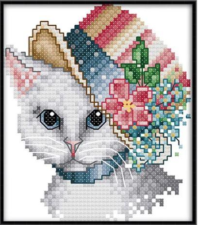 Набір для вишивання за нанесеною на канву схемою "A noble cat 1". AIDA 14CT printed 14*15 см, фото 1