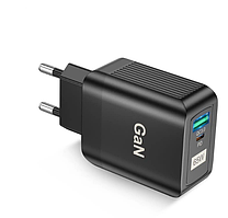 Зарядний пристрій для телефону USLION 65Вт швидка зарядка GaN QC3.0 PD3.0 чорний