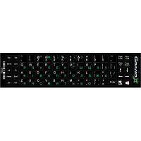 Наклейка на клавиатуру Grand-X 68 keys UA green, Latin white (GXDGUA)