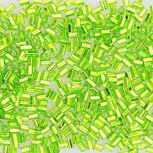 Бісер чеський рубка Preciosa 1", 5 г, 432, прозорий зі срібною серединкою, салатовий