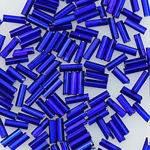 Бісер склярус Preciosa 3", 5 г, 452, прозорий зі срібною серединкою, синій