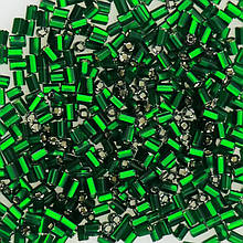 Бісер чеський рубка Preciosa 1", 5 г, 433, прозорий зі срібною серединкою, зелений