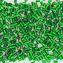 Бісер чеський рубка Preciosa 1", 5 г, 434, прозорий зі срібною серединкою, зелений