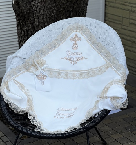 Таїнство з мішечком Brilliant Baby BB026 95х95 біла, фото 1