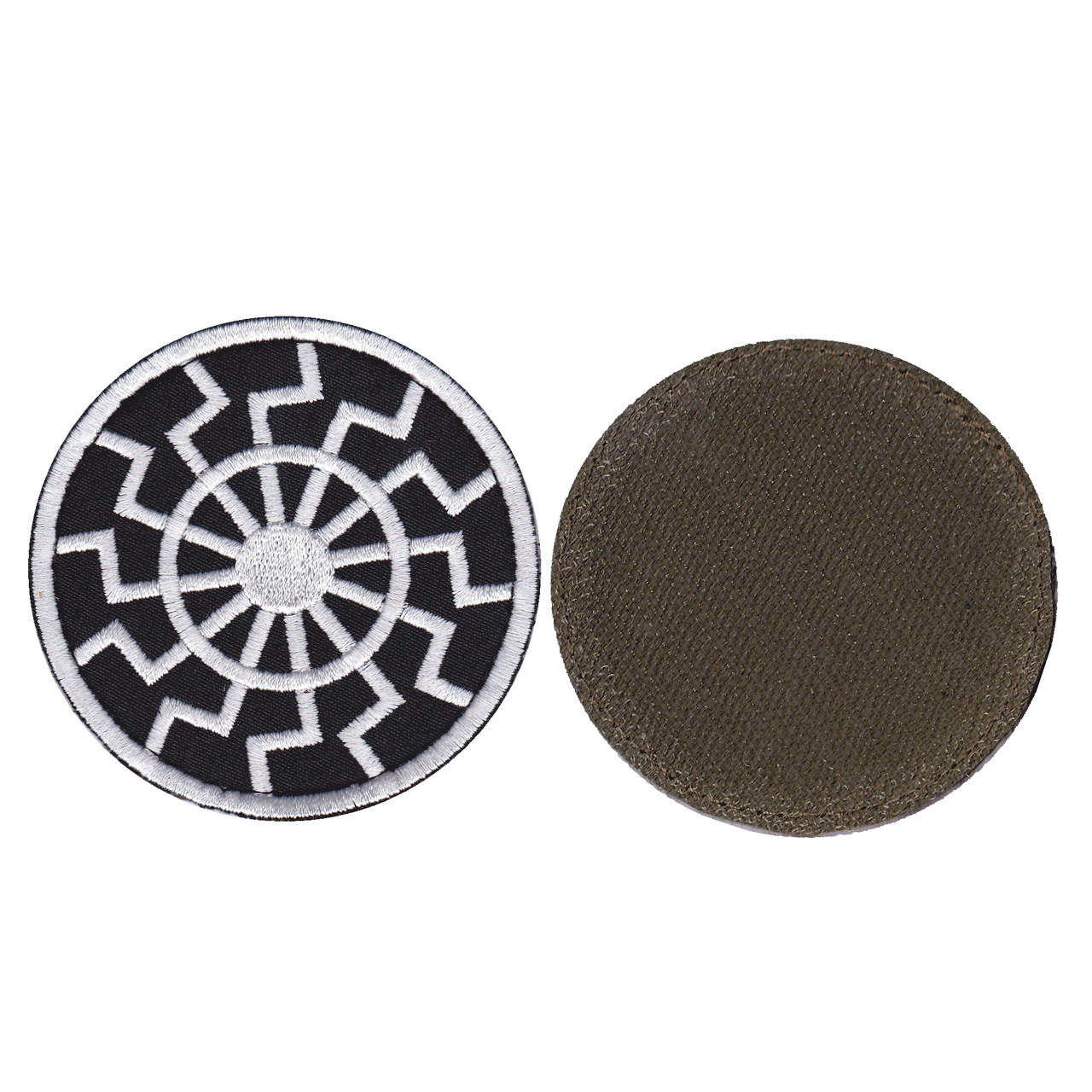 Шеврон військовий / армійський, Чорне сонце, на чорному, ЗСУ. диаметр 8,5 см, фото 1