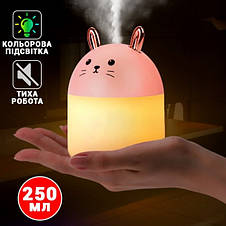 Зволожувач повітря, нічник Humidifiers Rabbit ультразвуковий 2в1 з Led підсвічуванням, фото 4