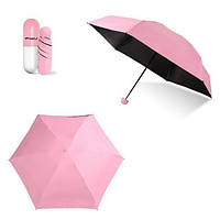 Капсульний парасолька Компактний кишеньковий складаний парасолька в чохлі-капсулі рожевий зонт жіночий міні MNG