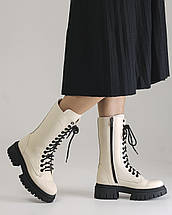 Черевики з високою шнурівкою Teona 370 36 молочні шкіра, фото 2