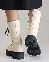 Черевики з високою шнурівкою Teona 370 36 молочні шкіра, фото 5