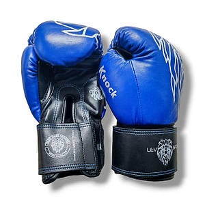 Боксерські рукавички LEV SPORT ТОП 10 oz шкіра синьо-чорні