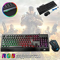 Клавіатура і миша Zeus Gaming Keyboard 710 з LED підсвічуванням-провідний комплект для геймерів Чорний MNG