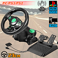Игровой вибрационный гоночный руль с педалями и КПП 3в1 Vibro Driver Wheel 23см для PC/PS3/PS2 MNG