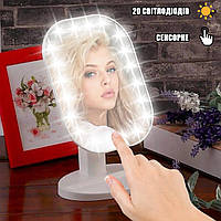 Косметическое зеркало с LED подсветкой Make Beauty 20 LED сенсорное управление светом Белое MNG