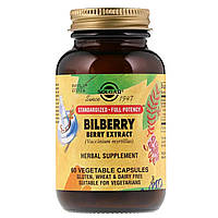 Черника Экстракт, Bilberry Berry Extract, Solgar, 60 вегетарианских капсул