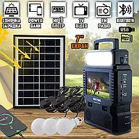 Зарядная станция-лампа с экраном на солнечной батарее 8086Solar USB Powerbank, 3 лампы/TV/FM/microSD MNG