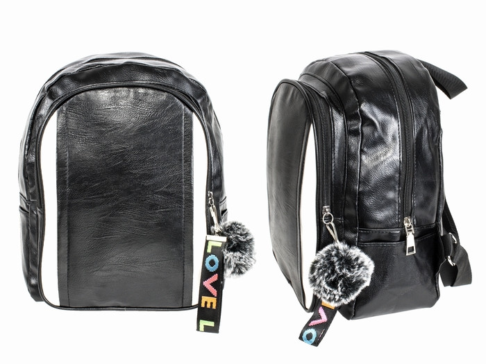 Жіночий рюкзак чорний зі вставками, фото 1