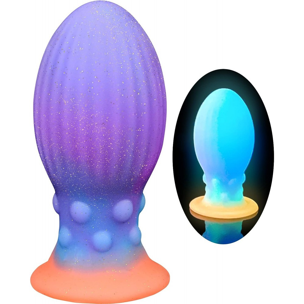Анальний корок GLOW-Plug 3,8 см силіконовий на присосці фосфорний світить різні кольори