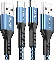 Кабель JMROY USB C, 3 А, для швидкого заряджання [2 шт., 6,6 фута + 3,3 фута] Зарядний шнур типу C