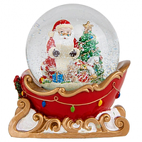 Новогодний снежный шар Санта Клаус в санях 16.5 см