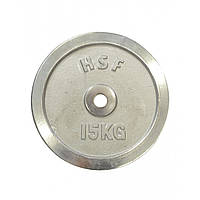 Диск хромированный 15 кг D: 30 мм стальной DB C102-15 металлический, цельный для грифа штанги и гантелей