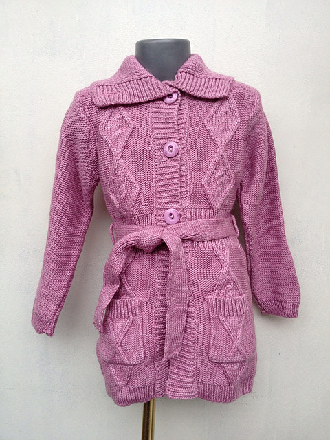 Кофта для дівчаток 92,98,104,110 зростання подовжена в'язана Tossy, фото 1