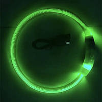 LED USB нашийник для собак і котів круглий S 35 см - зелений, фото 2
