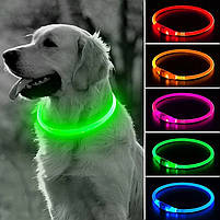 LED USB нашийник для собак і котів круглий S 35 см - зелений, фото 3