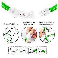 LED USB нашийник для собак і котів круглий S 35 см - зелений, фото 9