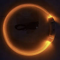 LED USB нашийник для собак і котів круглий M 50 см - жовтий, фото 2