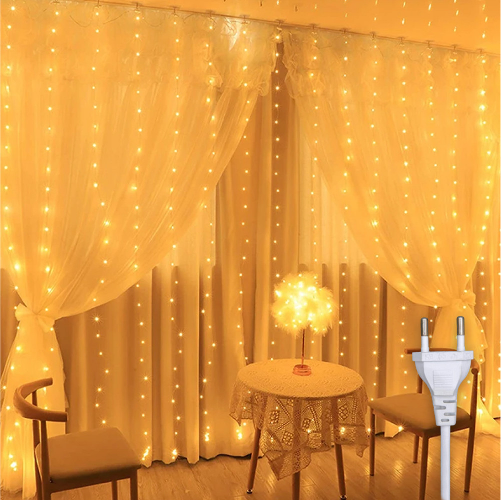 Світлодіодна гірлянда штора "Роса" 8x1,5м, 600 LED, 220V, статичний режим, IP44