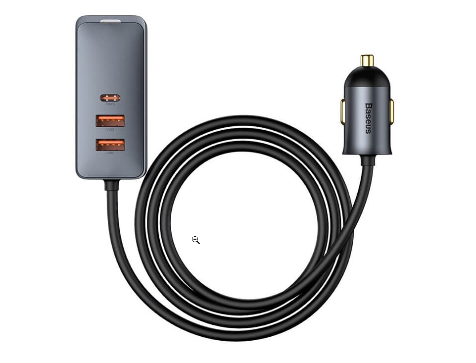 Зарядка в прикурювач 120 Вт 4x USB Type-C подовжувач Baseus Share Together CCBT-B0G