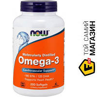 Рыбий жир NOW Omega-3 1000мг, 200 капсул