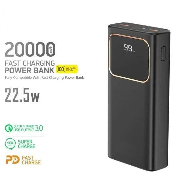 Повербанк LENYES PX288D 20000mAh (реальна ємність) швидка зарядка QC3.0+PD 22.5W